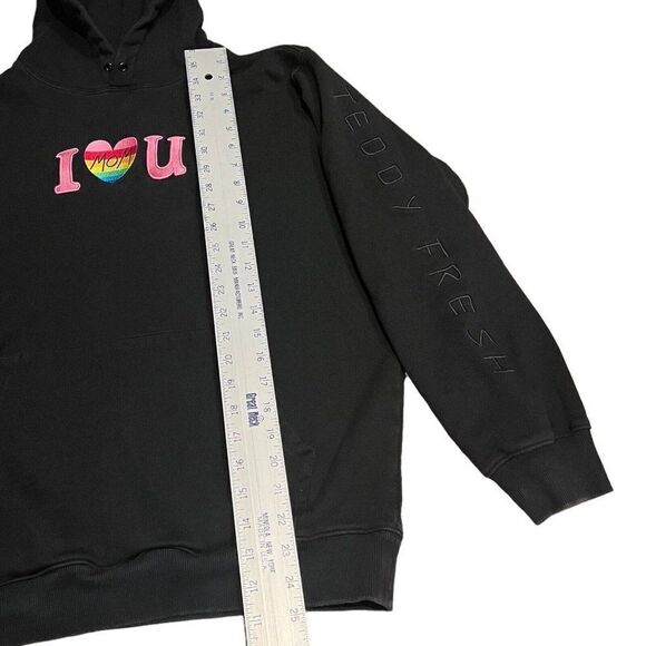 Teddy Fresh Hoodie Adult L Black I Heart Mom Graphic Rainbow Heart - Picture 3 of 12